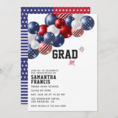 USA Balloon Graduation Party Einladung (Vorne/Hinten)