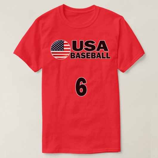USA Baseball Number 6 Tshirt Design (Design vorne)