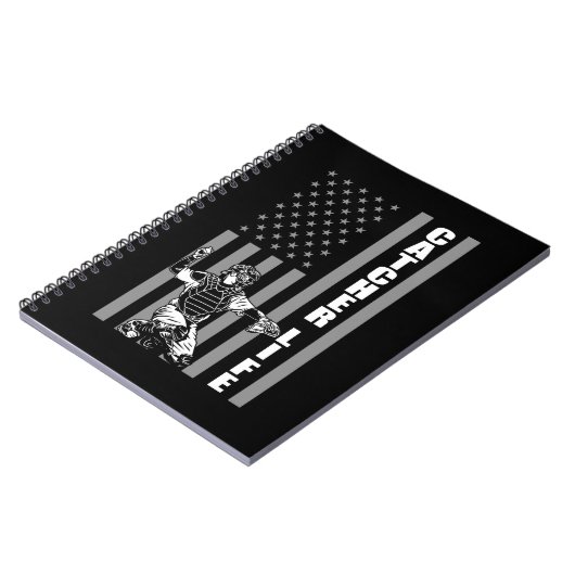 USA Baseball Player American Flag Softball Catcher Notizblock (Linke Seite)