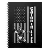 USA Baseball Player American Flag Softball Catcher Notizblock (Vorderseite)