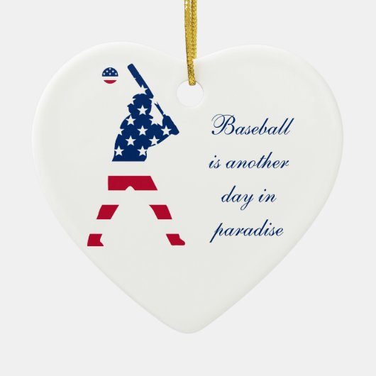 USA Baseball-Spieler amerikanische Flagge Keramik Ornament (Vorne)
