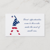 USA Baseball-Spieler amerikanische Flagge Visitenkarte (Rückseite)