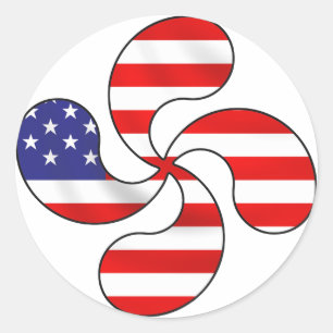 USA-Baskekreuz Runder Aufkleber