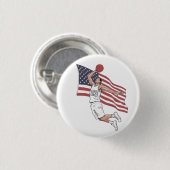 USA Basketball Slam Dunk American Flag Color Art Button (Vorne & Hinten)