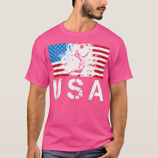 Usa Beach Volleyball Team American Flag UB Beach V T-Shirt (Vorderseite)