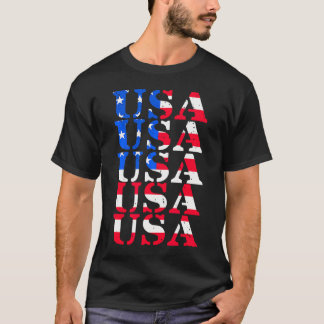 USA bedrückt Flag Patriotic Amerikanische Unabhäng T-Shirt