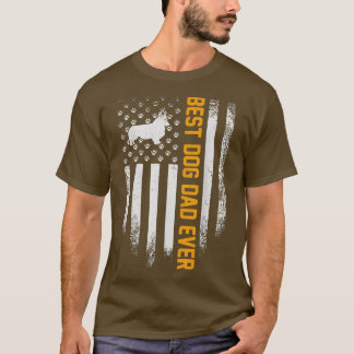 USA Best Welsh Corgi Dog Vater Ever American Flag  T-Shirt