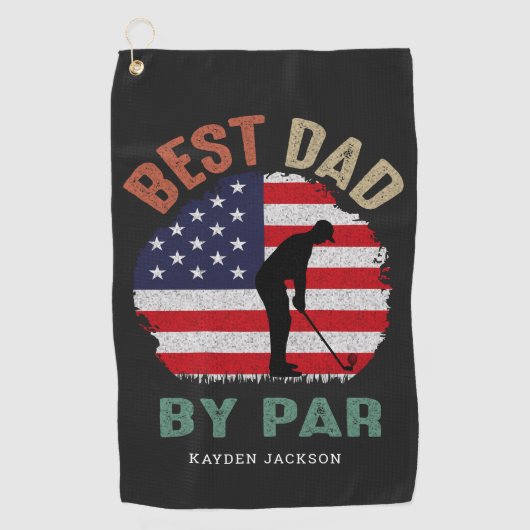 USA Bester Vater nach Par Vaters Day Gift Golfhandtuch (Vorderseite)