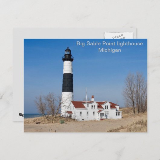 USA, Big Sable Point Leuchtturm, Michigan Postkarte (Vorne/Hinten)