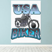 USA Biker Logo Leinwanddruck (Insitu (Holzboden))