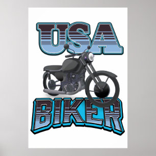 USA Biker Logo Poster