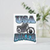 USA Biker Logo Postkarte (Stehend Vorderseite)