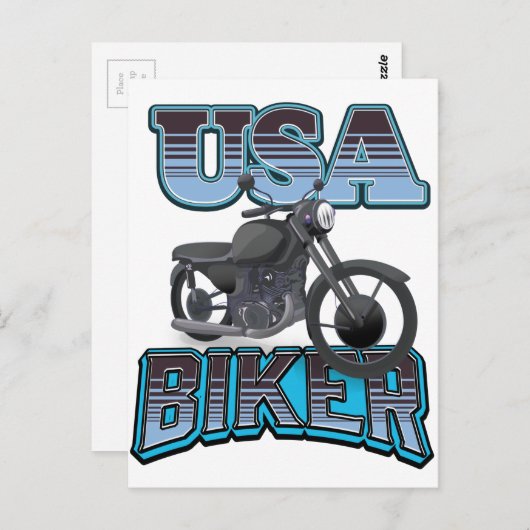 USA Biker Logo Postkarte (Vorne/Hinten)