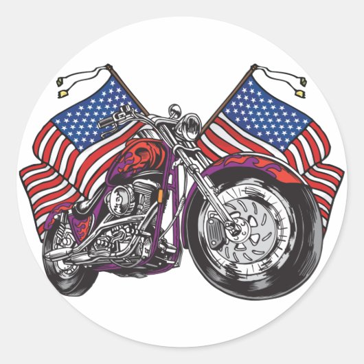 USA Biker Runder Aufkleber (Vorderseite)