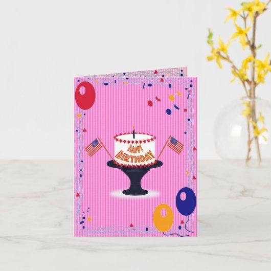 USA Birthday Cake Karte (Gelbe Blume)