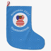 USA Black Angel Hanukkah Flag Personalisiert Großer Weihnachtsstrumpf (Vorderseite)