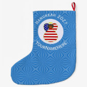 USA Black Angel Hanukkah Flag Personalisiert Großer Weihnachtsstrumpf (Rückseite)