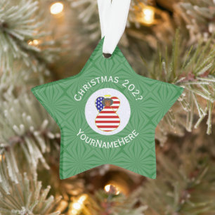USA Black Angel Weihnachtsflagge Personalisiert  Ornament