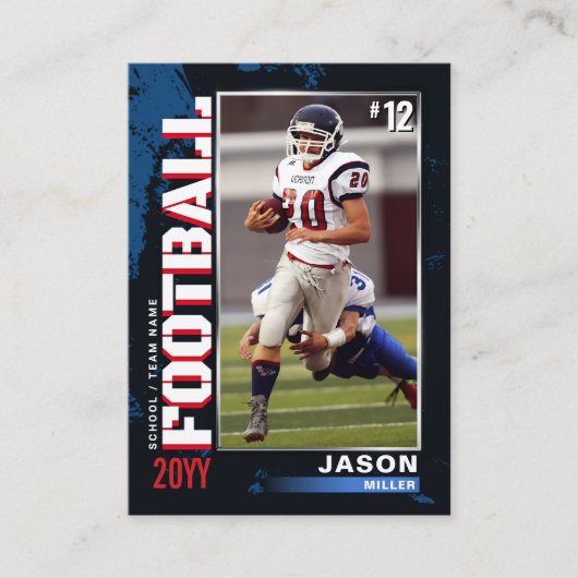 USA Blue Red Football Trading Card Football Card F Telefonnummerkarte (Vorderseite)