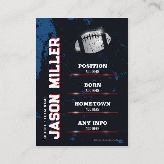 USA Blue Red Football Trading Card Football Card F Telefonnummerkarte (Rückseite)