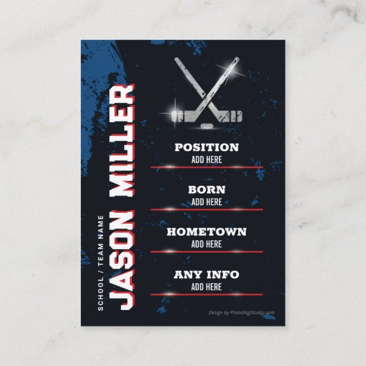 USA Blue Red Hockey Trading Card Hockey Geschenke Telefonnummerkarte (Rückseite)