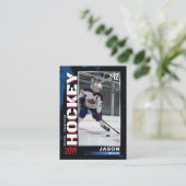 USA Blue Red Hockey Trading Card Hockey Geschenke Telefonnummerkarte (Stehend Vorderseite)