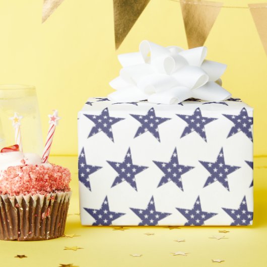 USA Blue Stars Muster Patriotic Geschenkpapier (Geburtstagsparty)