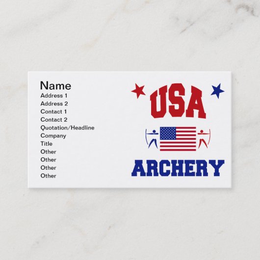 USA-Bogenschießen Visitenkarte (Vorderseite)