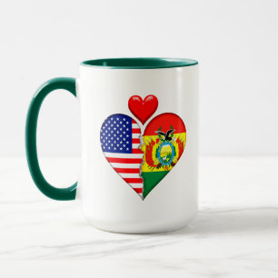 USA Bolivien Herz Flaggen Hispanisches Erbe Tasse