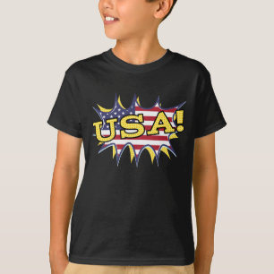 USA Boom Pop Pow Flaggenstar platzt T-Shirt