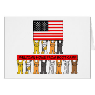 USA Boot Camp Welcome Zuhause Cartoon Cats