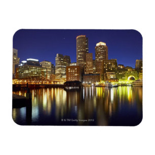 USA, Boston, City Skyline bei Nacht (lang Magnet