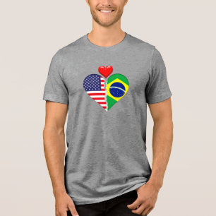 USA Brasil Herz Flaggen Hispanisches Erbe Tri-Blend Shirt