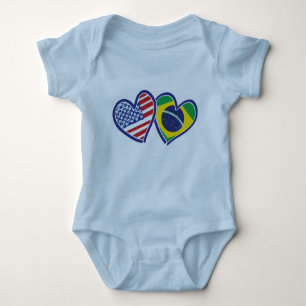 USA Brasilien Liebe Hearts Baby Strampler