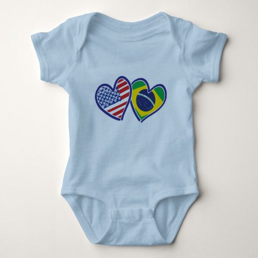 USA Brasilien Liebe Hearts Baby Strampler (Vorderseite)