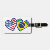 USA Brasilien Liebe Hearts Gepäckanhänger (Vorderseite horizontal)
