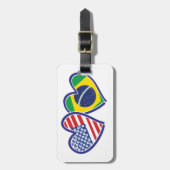 USA Brasilien Liebe Hearts Gepäckanhänger (Vorderseite vertikal)