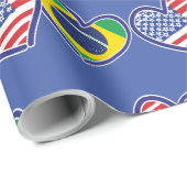 USA Brasilien Liebe Hearts Geschenkpapier (Rolleneckpunkt)