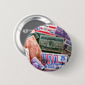 USA-Briefmarken-Collagen-Knopf-Abzeichen Button (Vorne & Hinten)