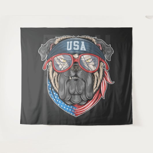 USA Bulldog Wandteppich (Vorderseite (Horizontal))