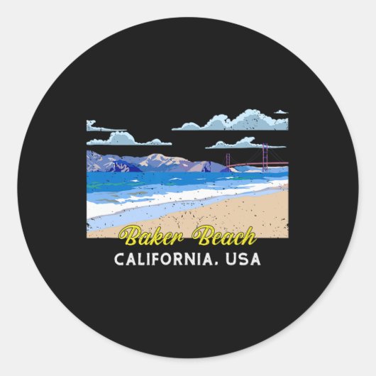 USA California Baker Beach Runder Aufkleber (Vorderseite)