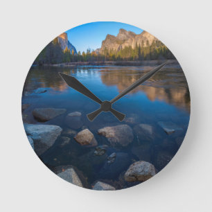 USA, California. Yosemite Valley View 2 Runde Wanduhr