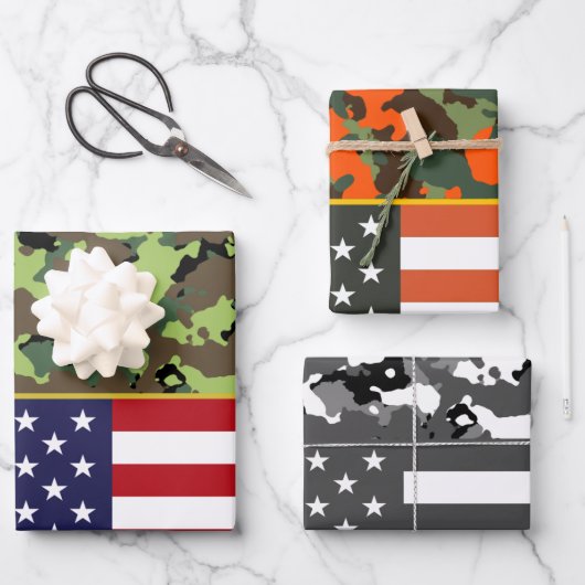 USA Camouflage Flag Geschenkpapier Set (Vorderseite)