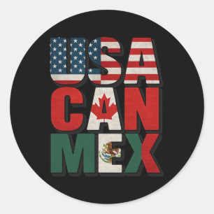 Usa Can Mex Flagge Fußball Nordamerika Footbyll Fa Runder Aufkleber