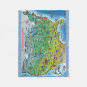 USA-Cartoon-Karte Fleecedecke (Vorderseite)