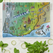 USA-Cartoon-Karte Geschirrtuch (Gefaltet)