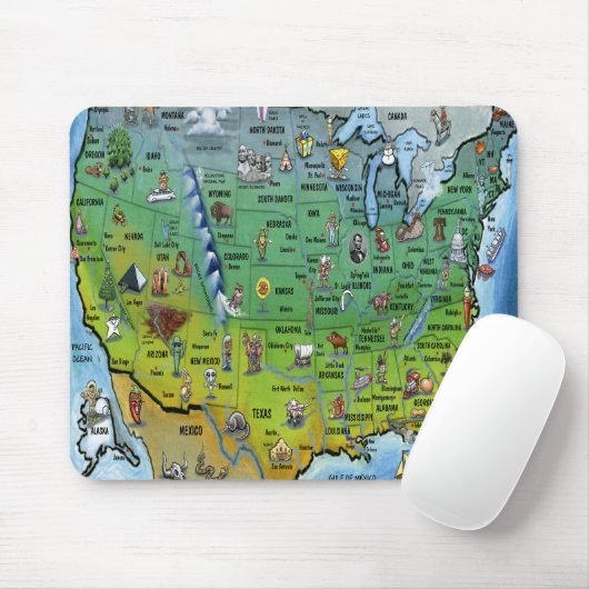 USA-Cartoon-Karte Mousepad (Mit Mouse)