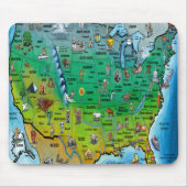 USA-Cartoon-Karte Mousepad (Vorne)