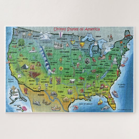 USA-Cartoon-Karte Puzzle (Horizontal)