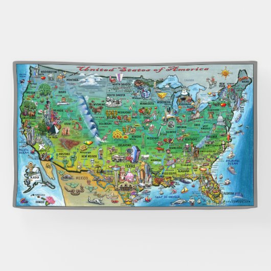 USA-Cartoon-Karten-Fahne Banner (Horizontal)